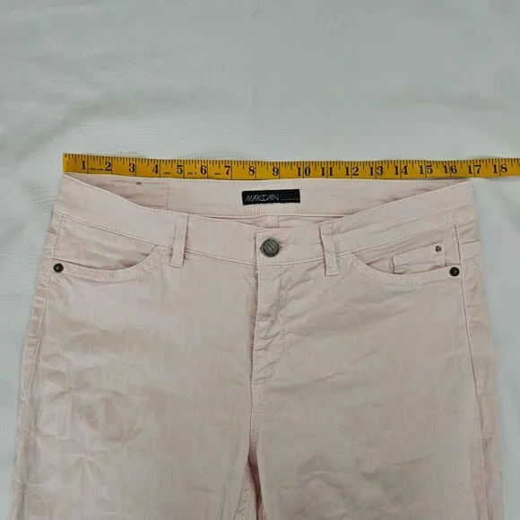 Marc Cain Light Pink Embossed Floral Pattern Slim Fit Pants Women's Size N5/US10 - Picture 13 of 16
